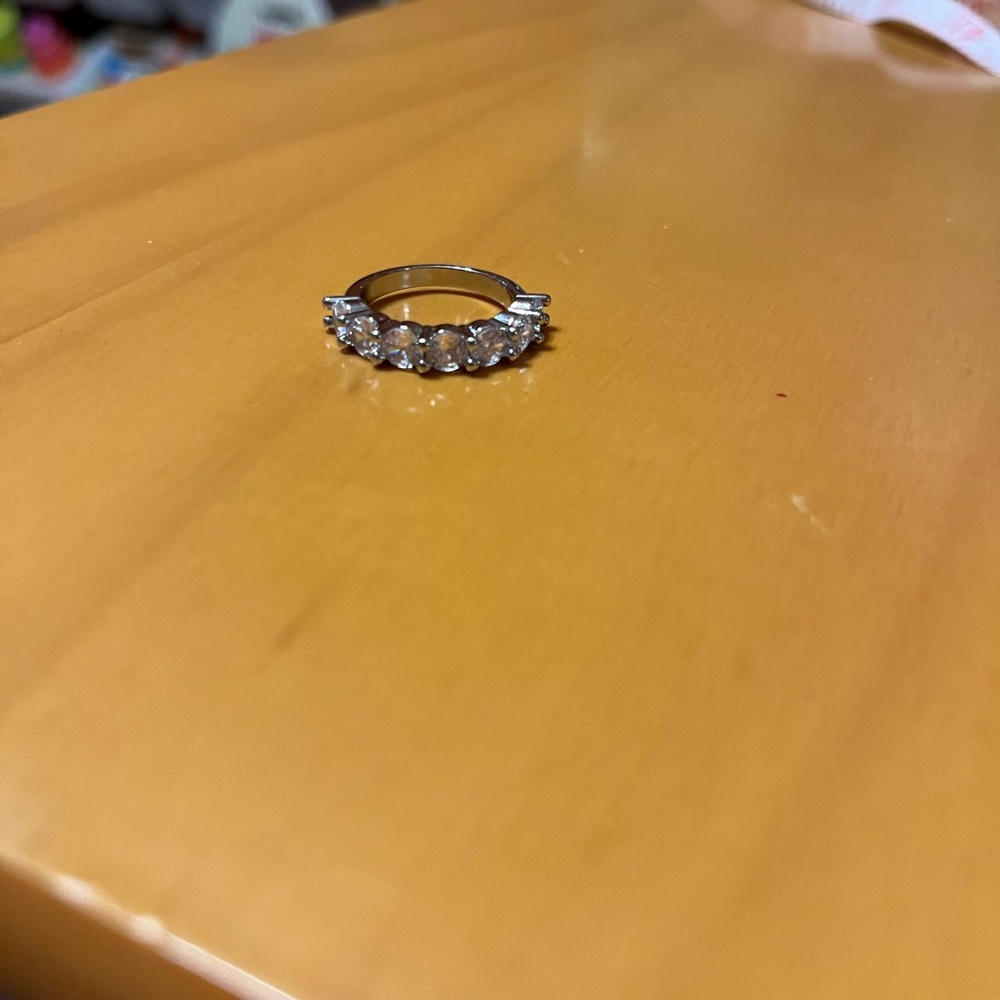 Elegant Silver Band with Clear Stones
